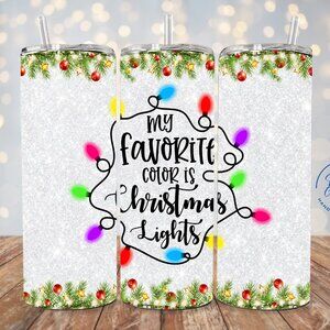Christmas Lights Tumbler, Holiday 20oz Tumbler, Festive Tumbler